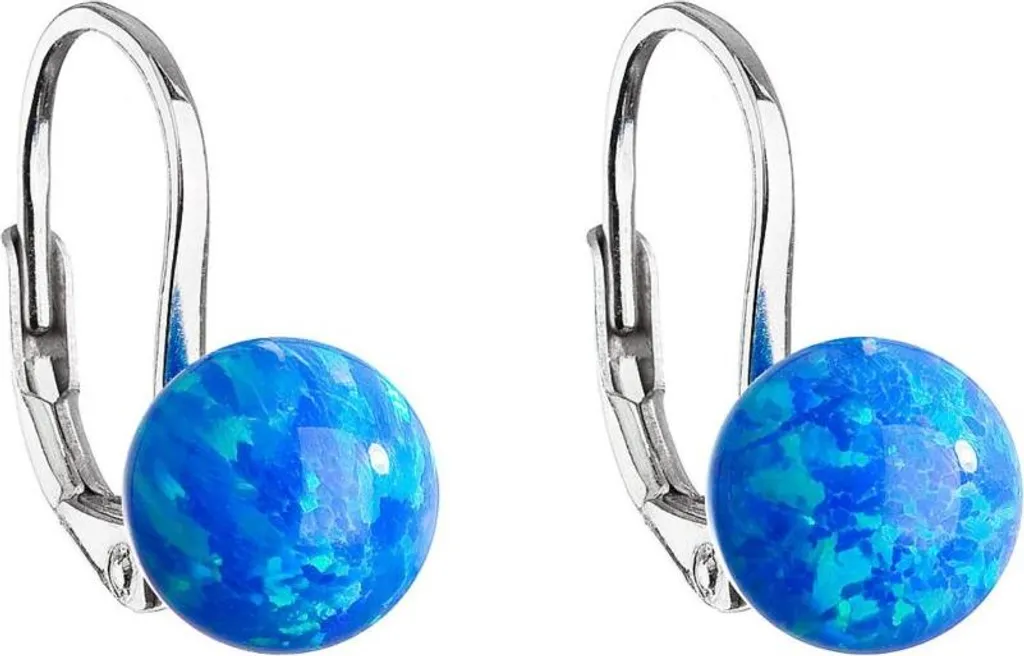 Boucles d'oreilles argent rhodié opale de synthèse reflets irisés