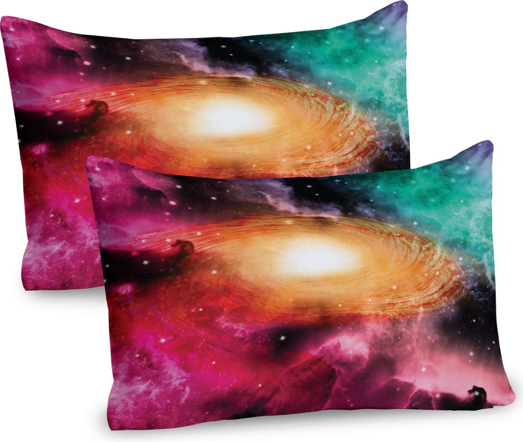 ABAKUHAUS Tierkreis Kissenbezug Packung mit 2, Bunte Astronomie Bilder einer Spiralgalaxiesterne Stardust und des Kosmos, Dekorativer Gedruckter Ki...