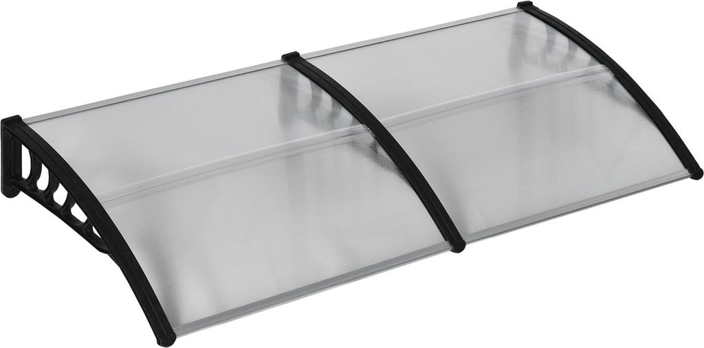 Pultvordach Vordach für Haustür 200 x 96 x 27 cm Überdachung mit UV Schutz, Regenschutz Sonnenschutz für draußen Alu Schwarz