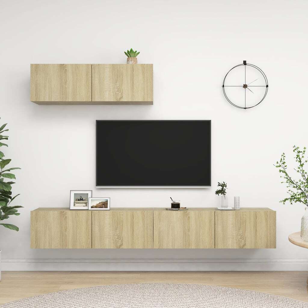 "2026 Promotion" TV-Schränke 3 Stk. - TV-Möbel - Sonoma-Eiche Holzwerkstoff - TV-Regal CC4098