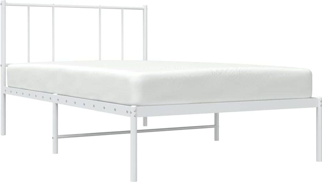 vidaXL Postel s čelem kovová bílá 80x200 cm Obrázek produktu 