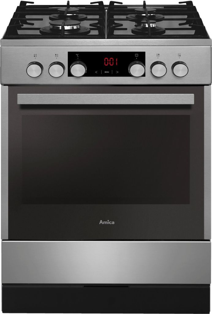 A front view of a stainless steel gas and electric stove.