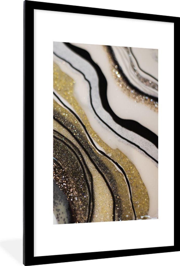 MuchoWow Gerahmtes Poster Edelstein - Abstrakt - Marmor - Natur 60x90 cm - Poster mit Schwarzem Bilderrahmen Wandposter Rahmen Foto Bilder - Deko...