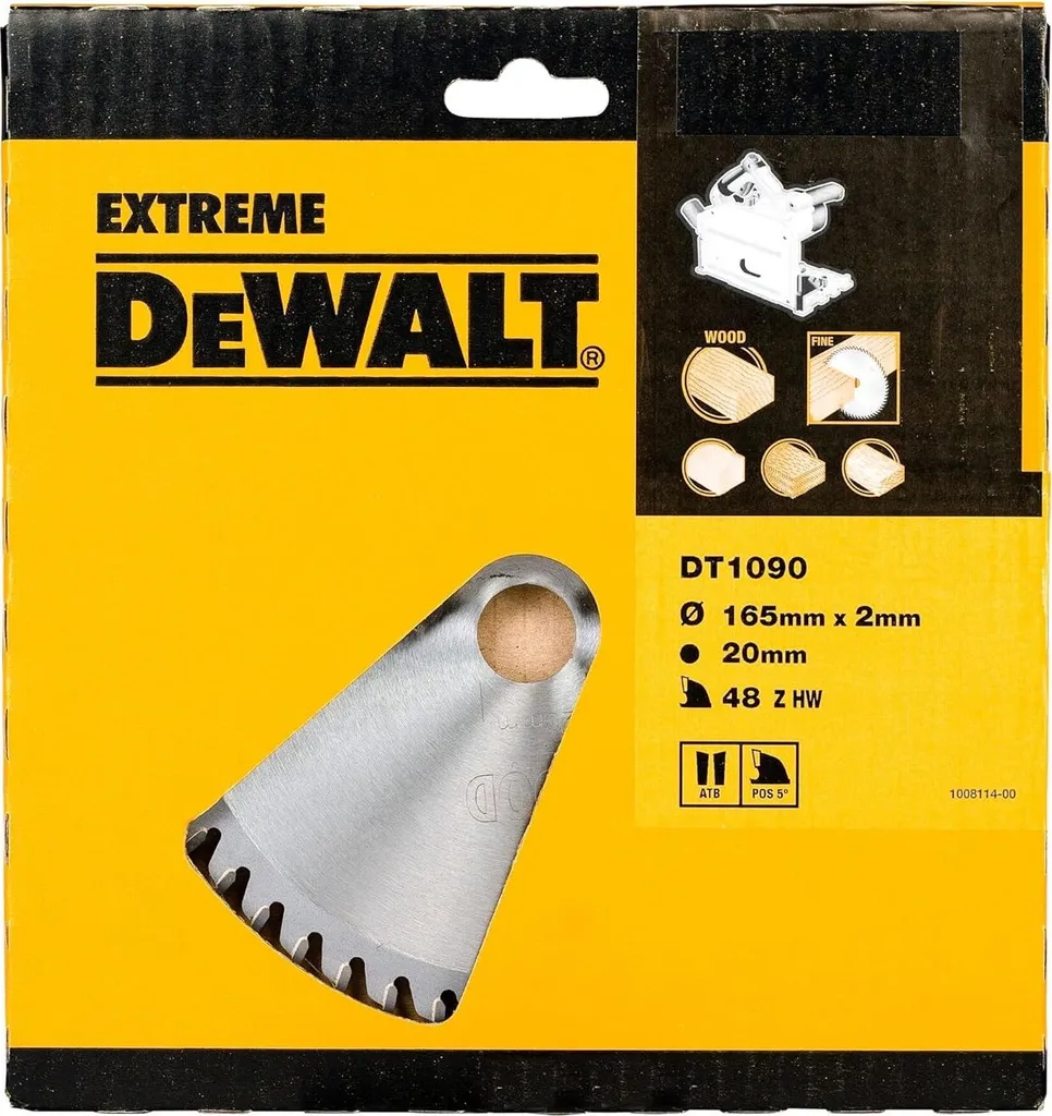 Dewalt DT1090-QZ Lame de Scie Plongeante 165x20 mm 48T pour Bois Tendre