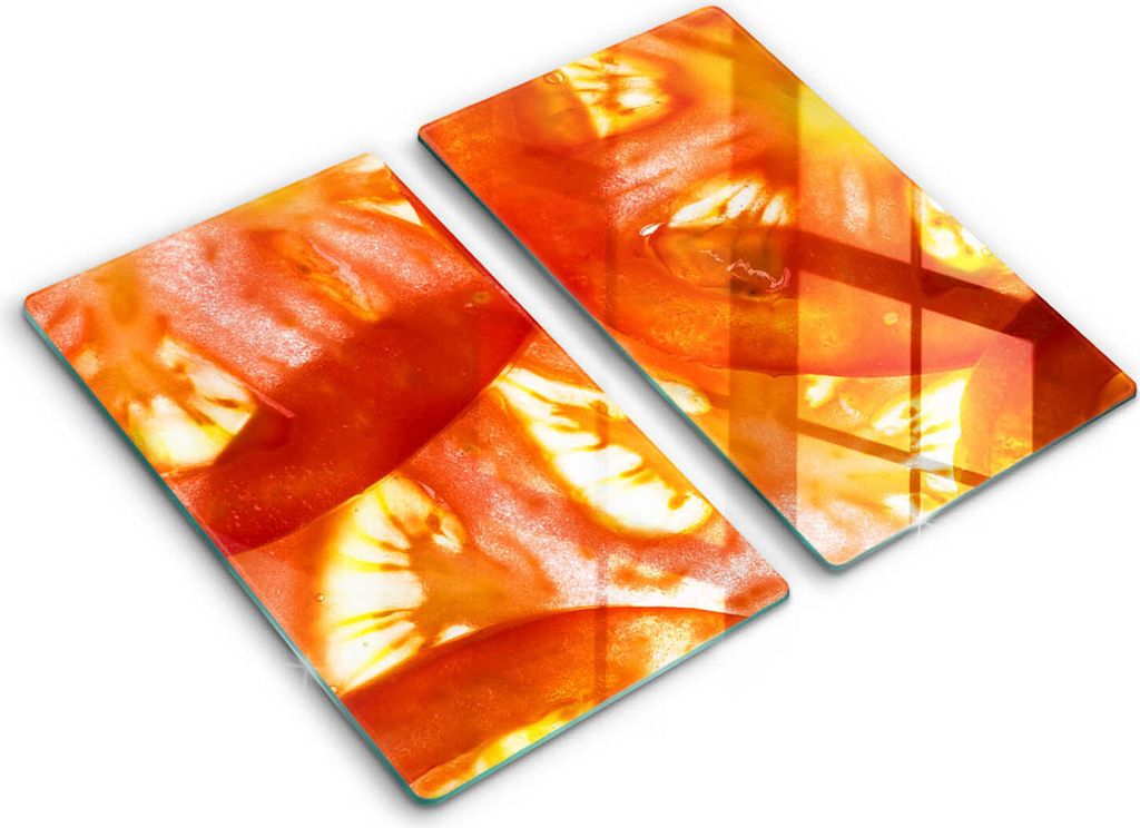 Abdeckung Glas - Küchenabdeckung - 2x30x52 cm - Abdeckplatte -Eine Scheibe rote Tomate