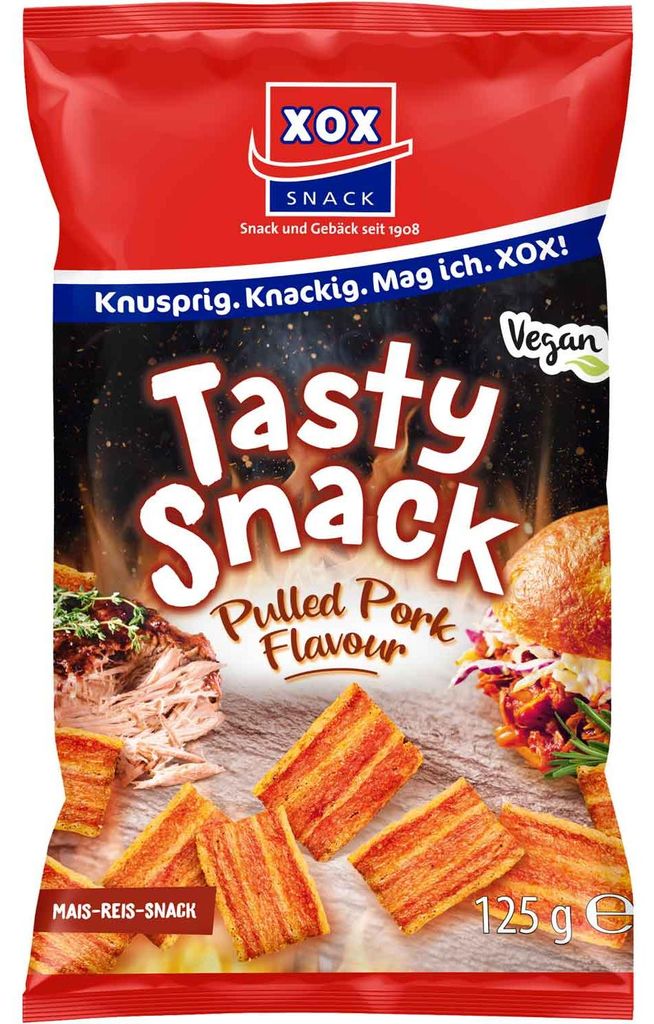 XOX Tasty Snack Pulled Pork Style au goût de porc 125g Image du produit 