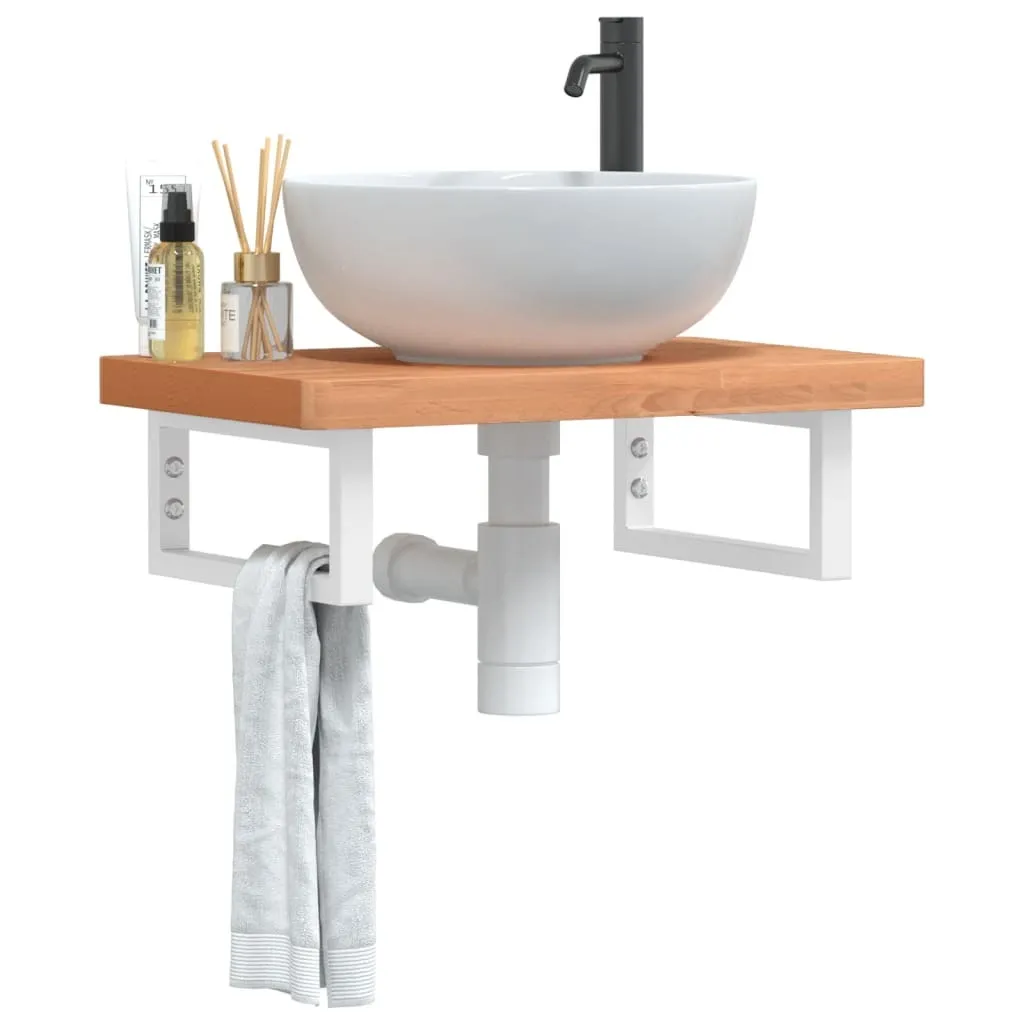 Maison Exclusive - Ripiano a Parete per Lavabo in Acciaio e Massello di Faggio