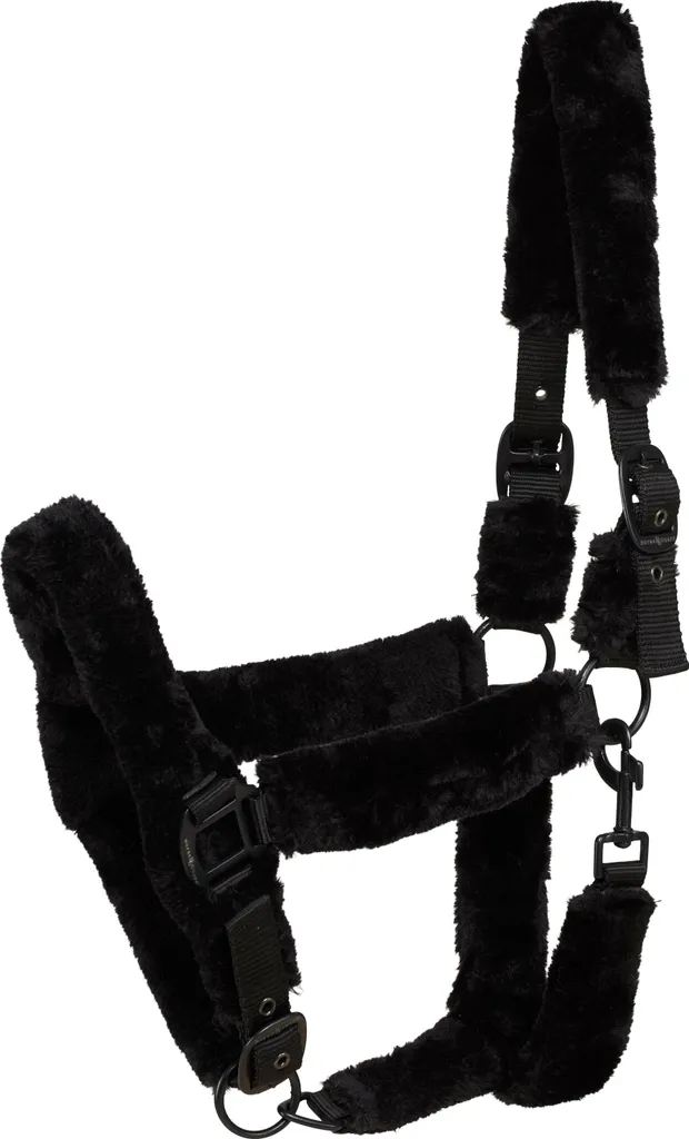 Licol Horse Guard avec Fourrure Artificielle Noire pour Chevaux Pur-sang