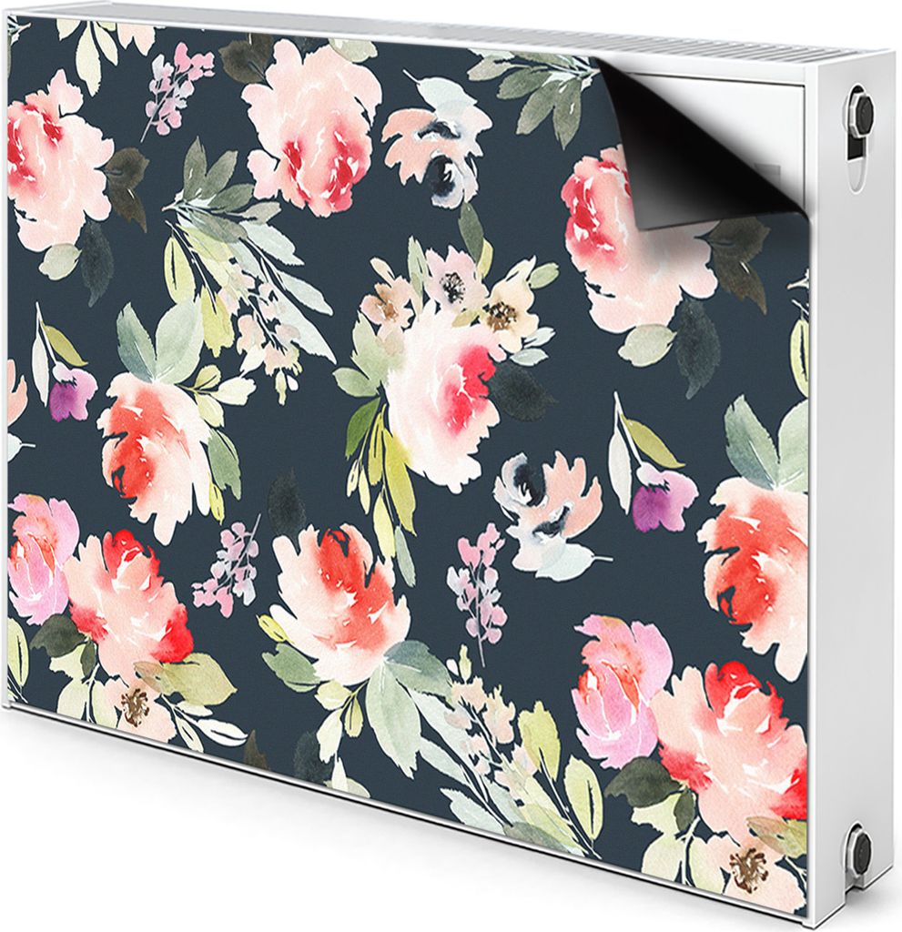 Magnet Heizkörper-Abdeckung Verkleidung Abdeckung Heizkörperabdeckung 100x60 cm - Lackierte Blumen