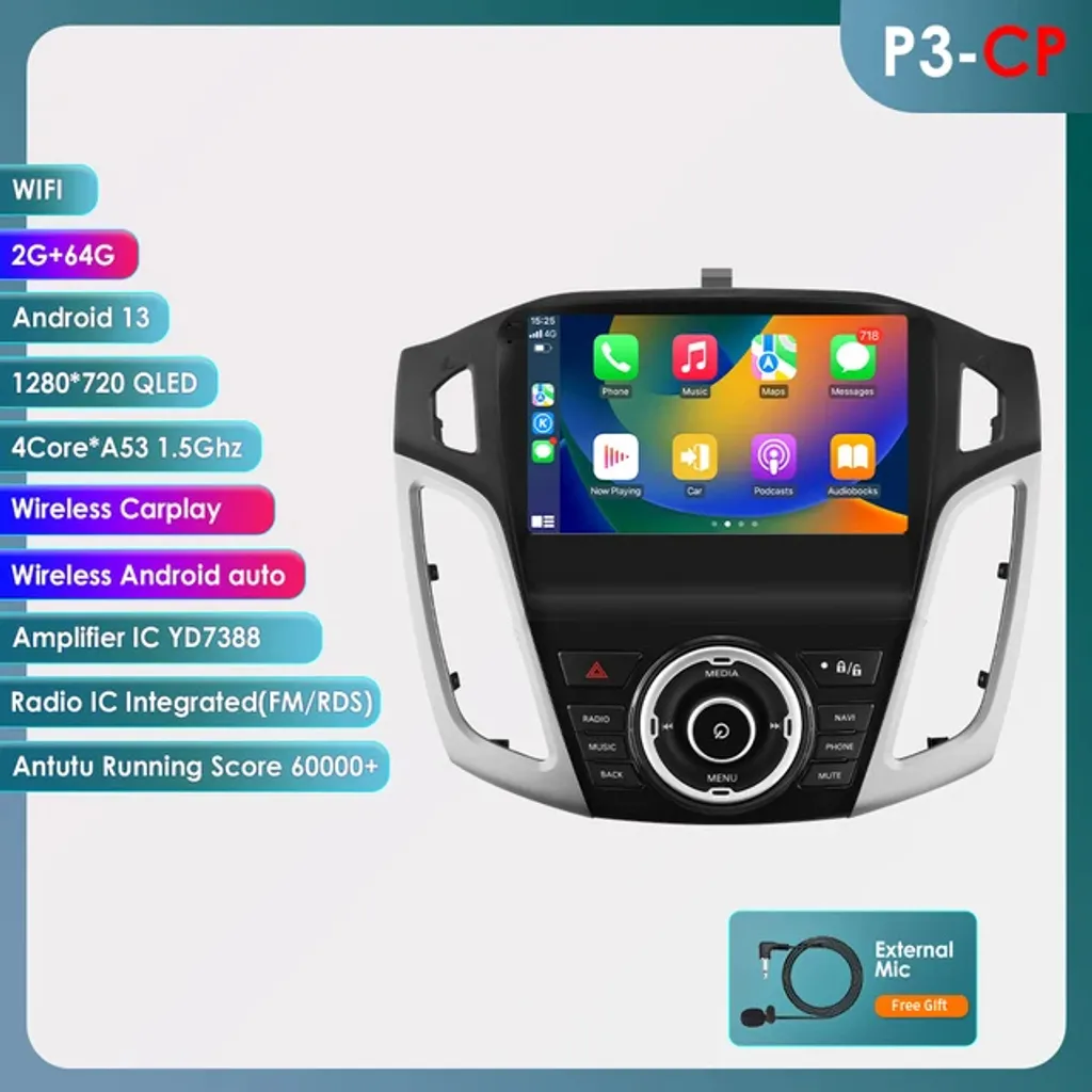 Autoradio Android 12 avec Carplay P3CP - Écran Tactile Haute Définition - 2