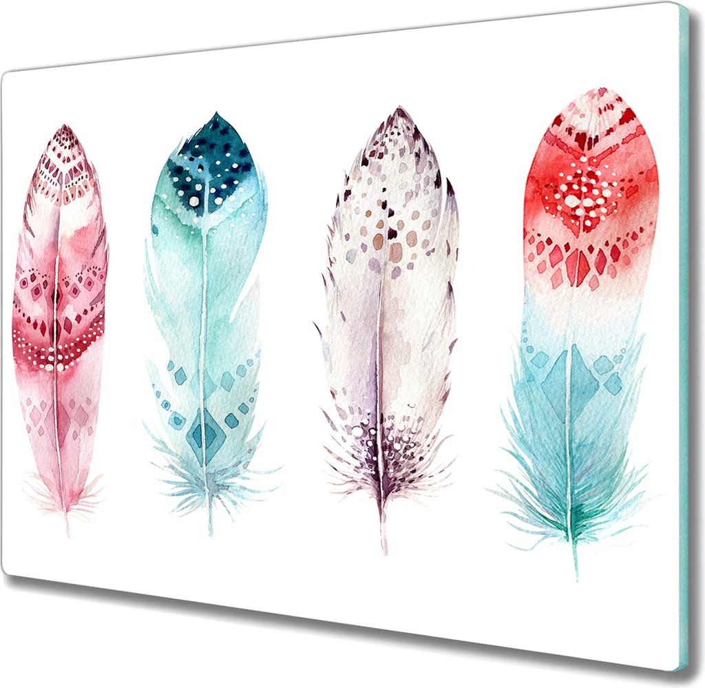 Coloray Schneidebrett Herdabdeckplatte 60x52 cm Kochplattenabdeckung Küchenbrett Hackbrett - Boho Kunstfeder
