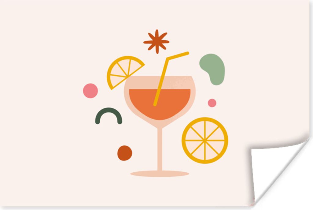 MuchoWow Poster Cocktail - Abstrakt - Sommer 60x40 cm - Schlafzimmerdekoration