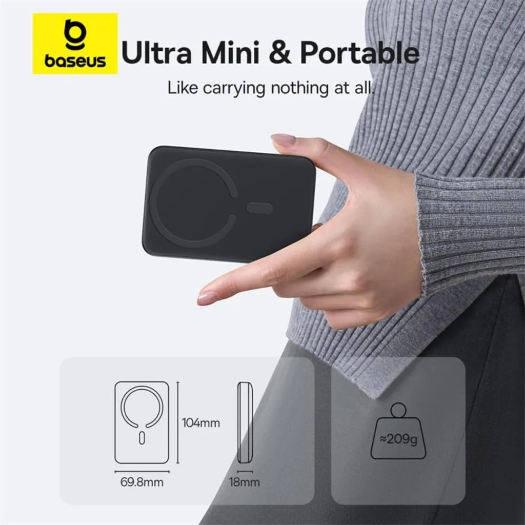 Batterie de Secours Baseus 10000mAh Magnétique 22,5W format Ultra-Mini