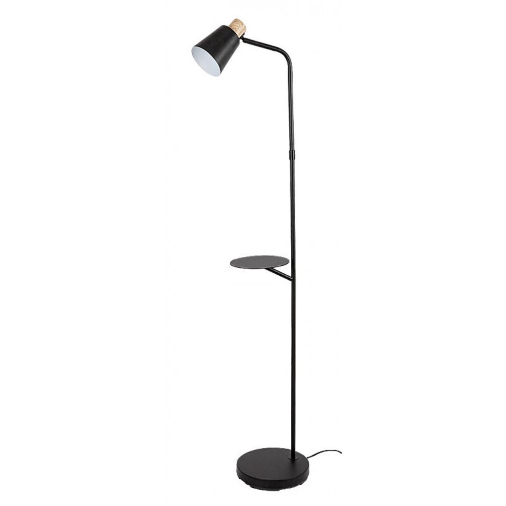 Stojaca lampa čierna okrúhla polička do obývačky spálne Obrázok produktu 