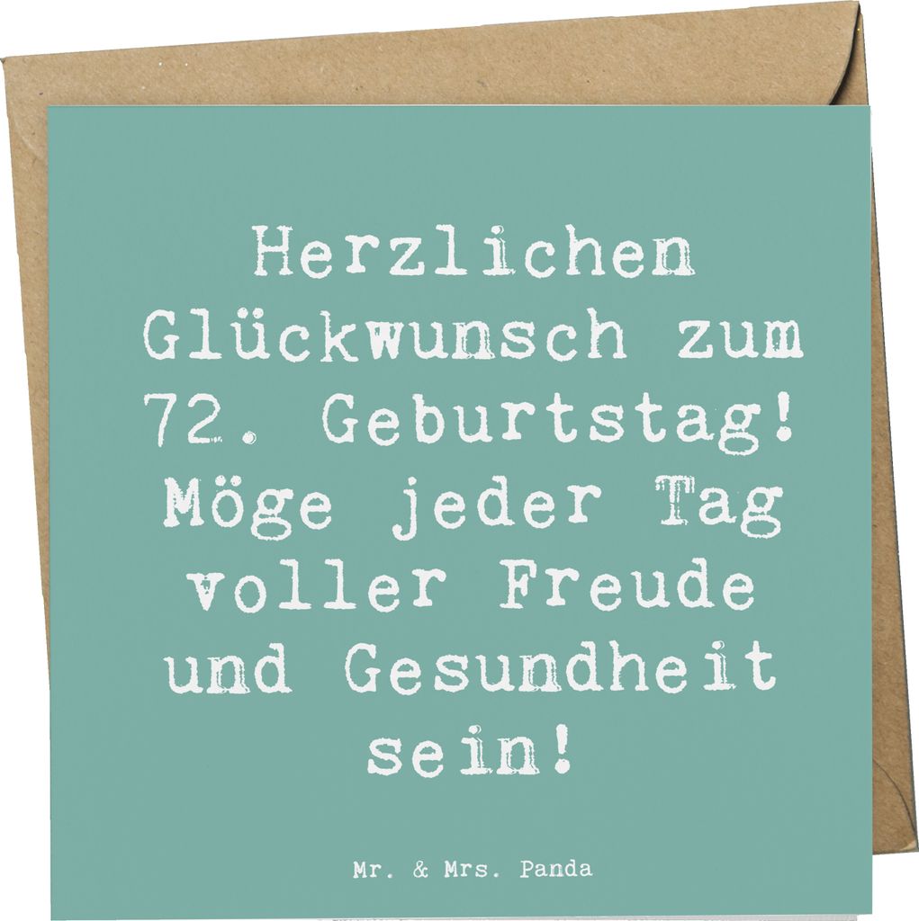 Mr. & Mrs. Panda Grußkarte Spruch 72. Geburtstag - Meeresbrise - Geschenk, Alter, Freude, doppelkarte, anlasskarte, Glückwunschkarte, faltkarte, ...