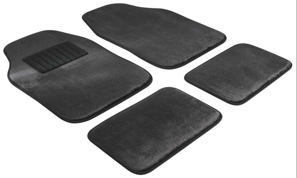 WALSER Car Comfort Autoteppich 8mm Velours, Universal Fußmatten, Automatten-Set 4 teilig schwarz, Automatten Velours schwarz 29045