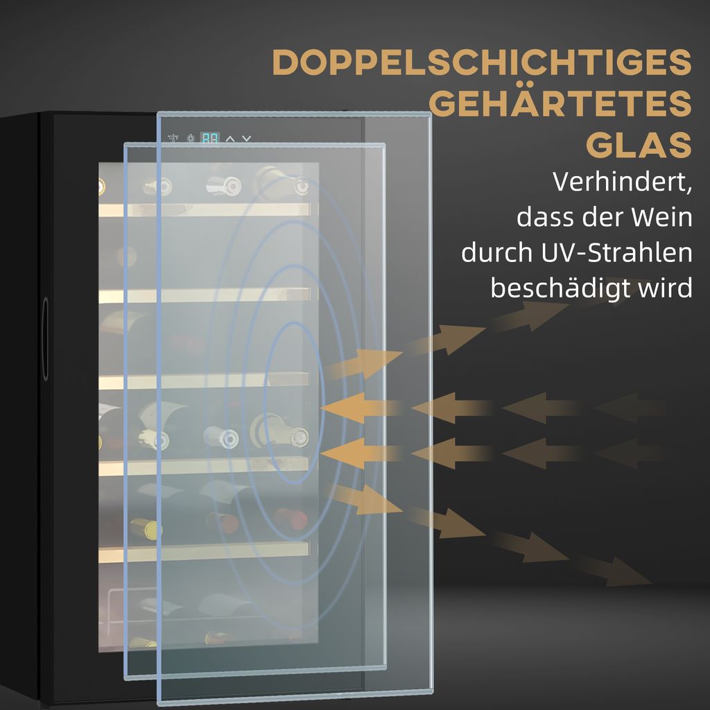 HOMCOM Weinkühlschrank, 65 L Getränkekühlschrank für 24 Produktbild 8