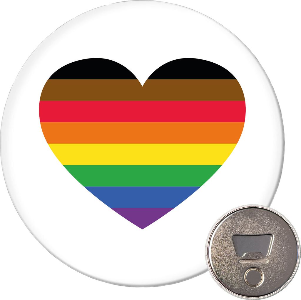 Huuraa Magnet Alternative LGBT+ Pride Flagge LGBTQ Herz 59mm Kühlschrankmagnet rund Flaschenöffner Geschenkidee
