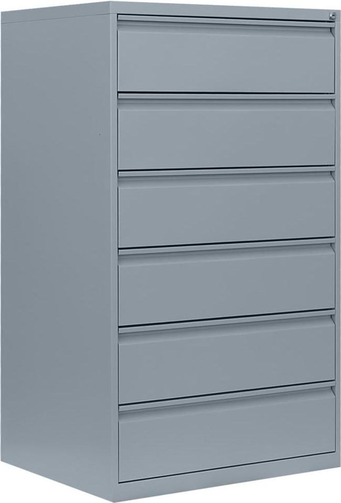 Karteischrank Karteikartenschrank DIN A5 quer dreibahnig 6 Schubladen Lichtgrau 565630