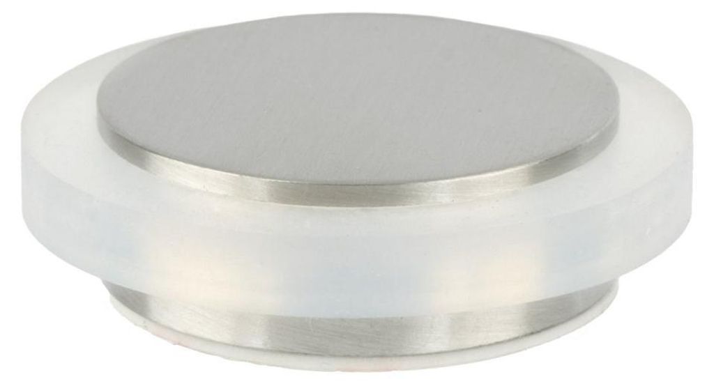 Selbstklebender Türstopper | Ø 35 x 12 mm | Edelstahl, matt, weißer Gummi | Sehr gute Haftung | I-04020335X12BAM