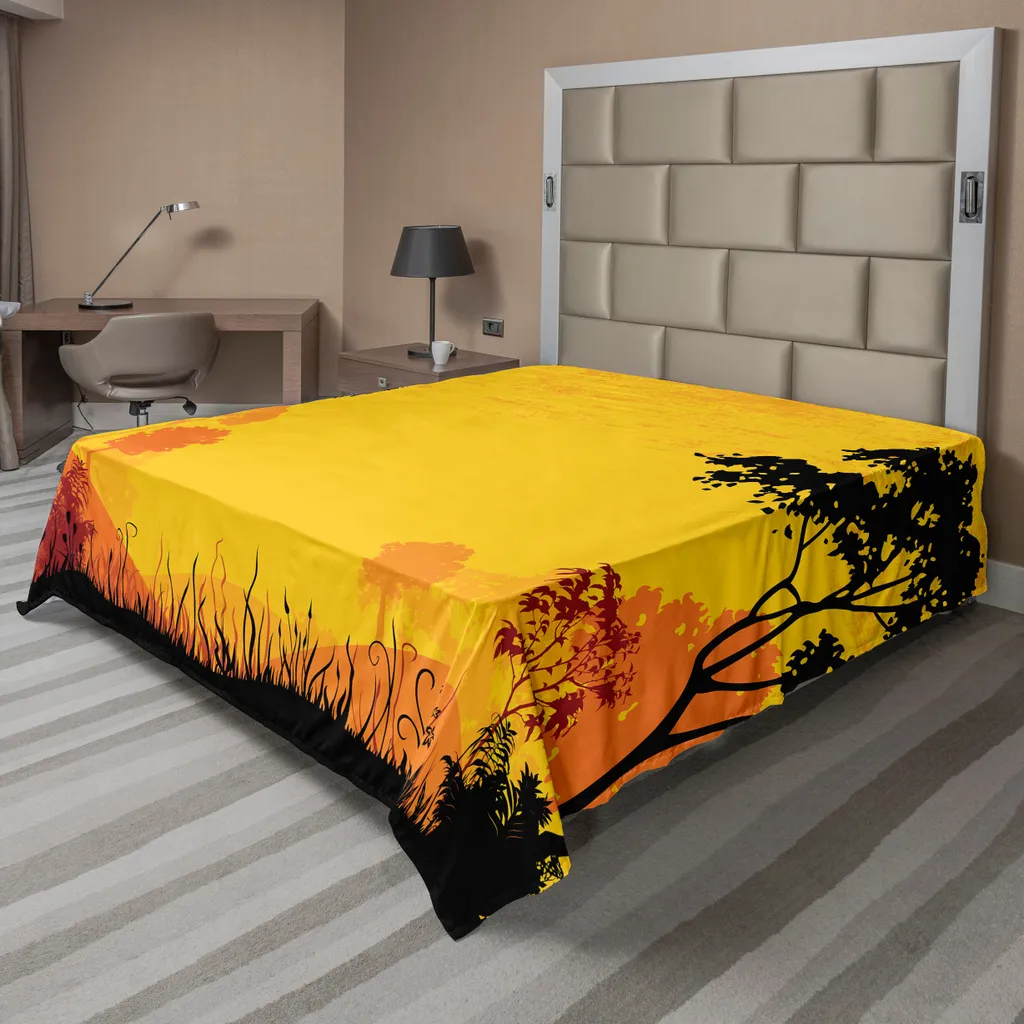 Drap plat motif nature pour décoration de chambre ambiance forêt zen