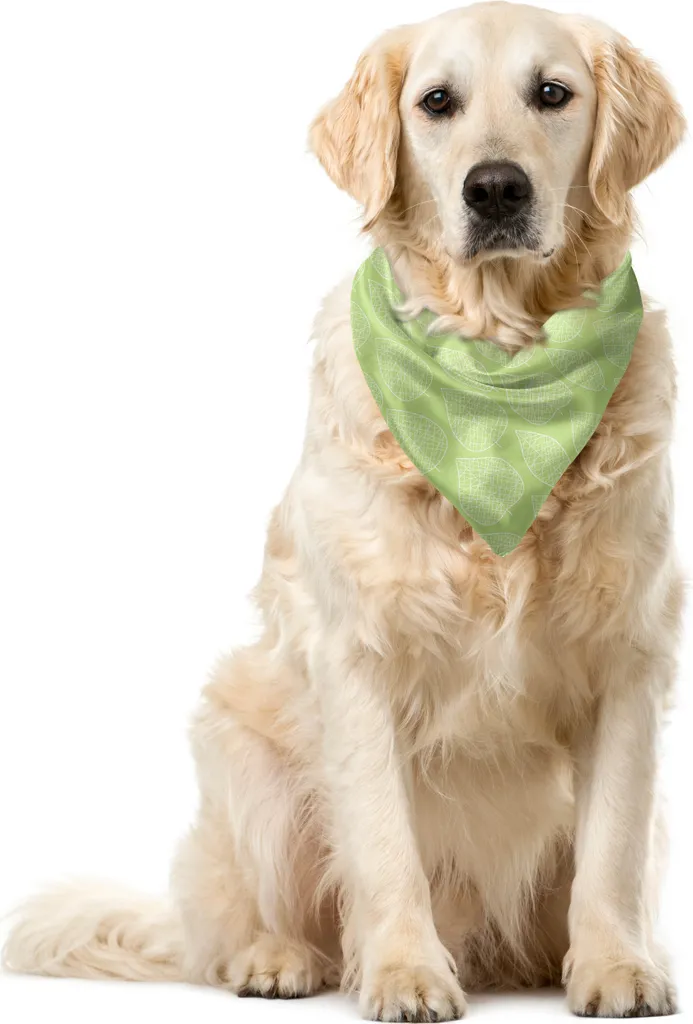 ABAKUHAUS Bandana per animali domestici verde e bianca, foglie, 40x40 cm, verde pistacchio e bianco