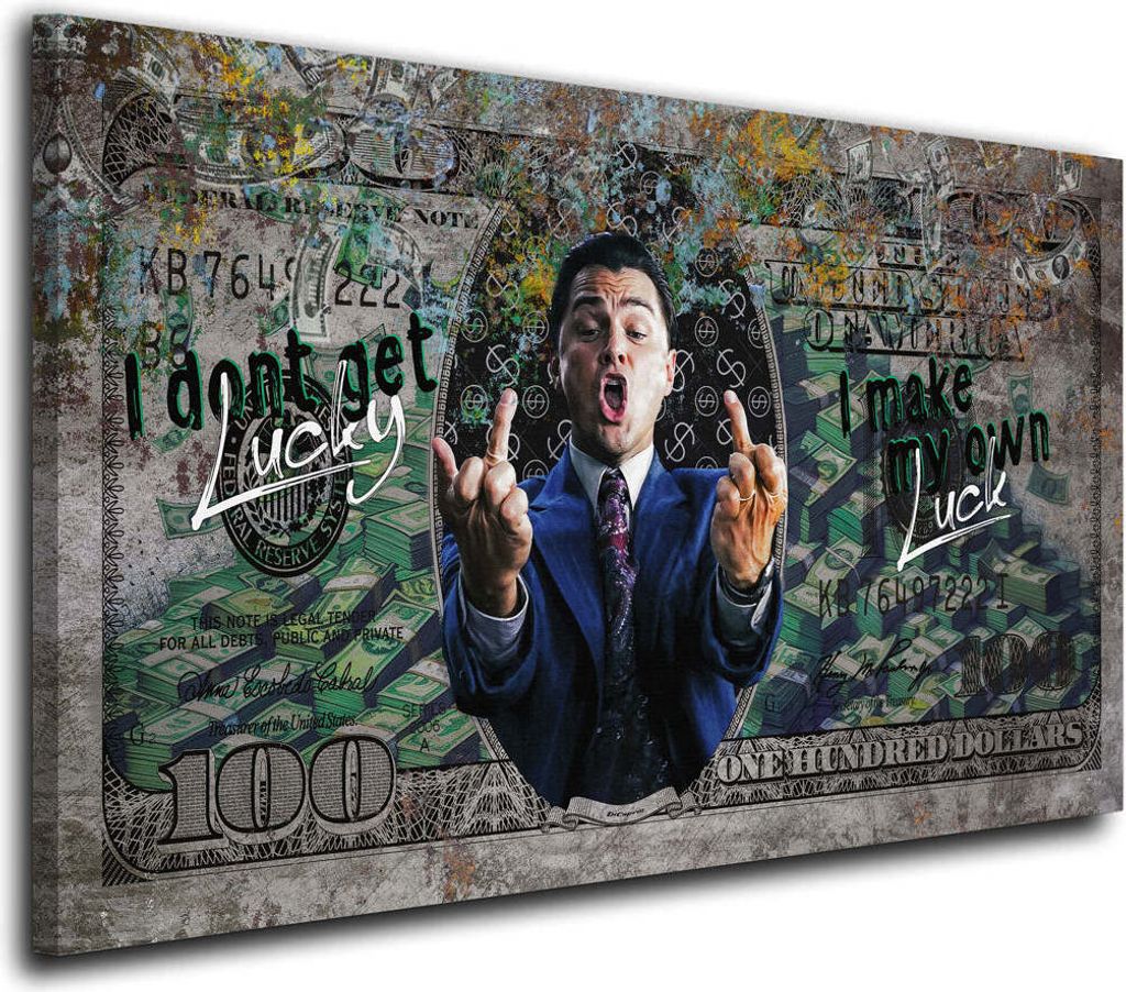 Wallstreet Leo Style Geld Erfolg Motivation Leinwandbild Wandbild XL Wanddeko: 130x70x4cm
