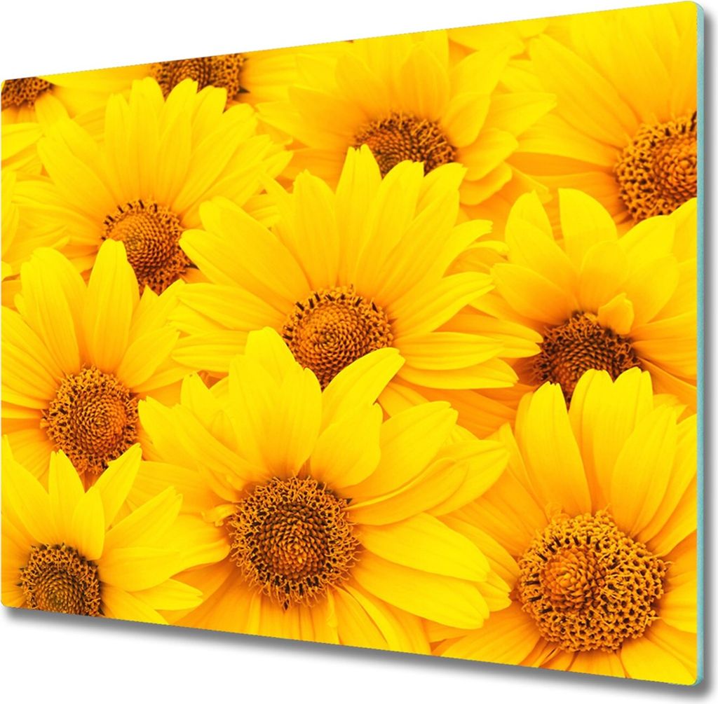 Glas Herdabdeckplatte 60x52 cm Spritzschutz Glasabdeckplatte Schneidebrett Sonnenblumen