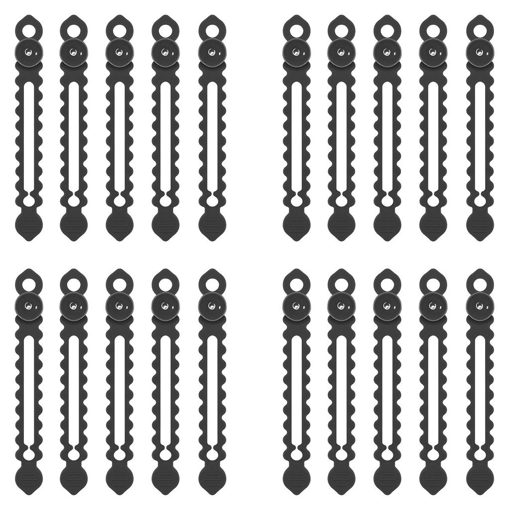 20 Stück wiederverwendbare Kabelbinder aus Silikon mit Spulenaufwickler und Knopfverschluss zur Organisation von Ladekabeln, Kopfhörerkabeln und ...