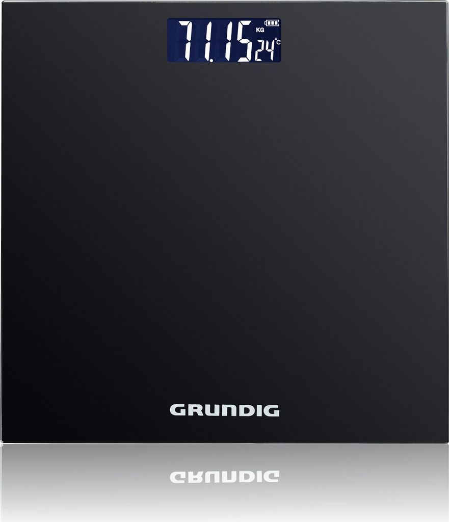 Grundig Personenwaage – Digitale Körperwaage aus Glas – Waage mit LCD Display – Tragkraft bis 180 kg – Einheiten kg, lb und st – 28x28 c...