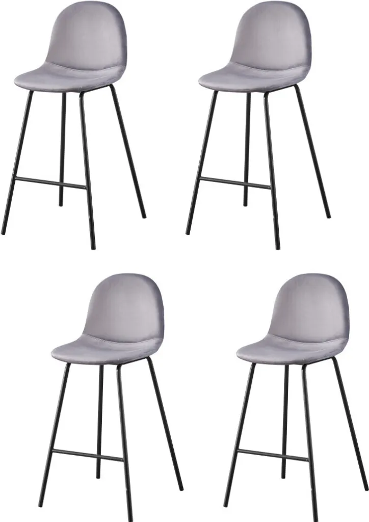 Casa Dolce LUMEN Lot de 4 Tabourets de Bar Gris 42x47,5x100 cm 120kg
