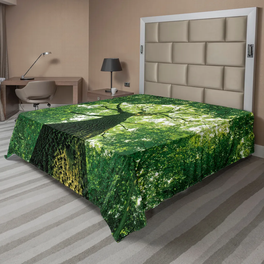 Drap de lit confortable forêt, textile anti-plis et doux 244x205 cm vert