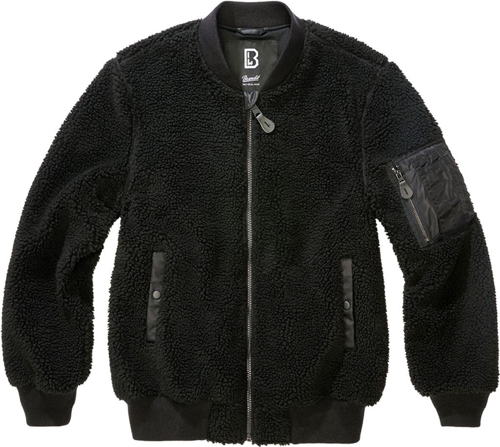 Brandit Ma1 Sherpa Fleece Mit Durchgehendem Reißverschluss Schwarz XL Herren Schwarz XL
