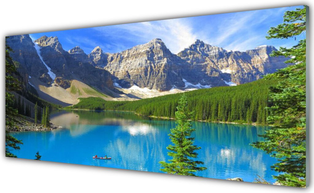 Küchenrückwand aus Glas 125x50cm Spritzschutz See Gebirge Wald Landschaft