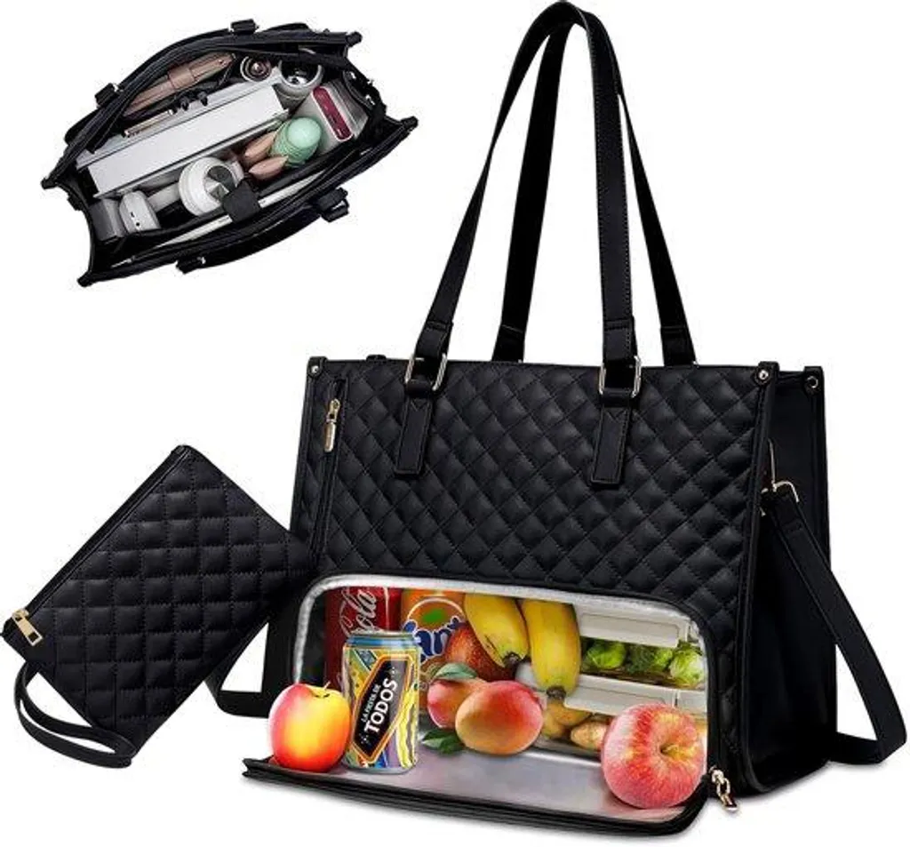 Sac à lunch cuir noir isolant contre fuites et maintien température