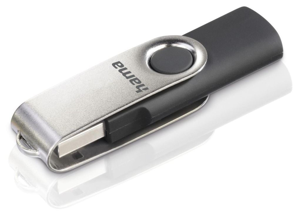 Hama USB-Stick Rotate, USB 2.0, 32GB, Schwarz/Silber Produktbild 