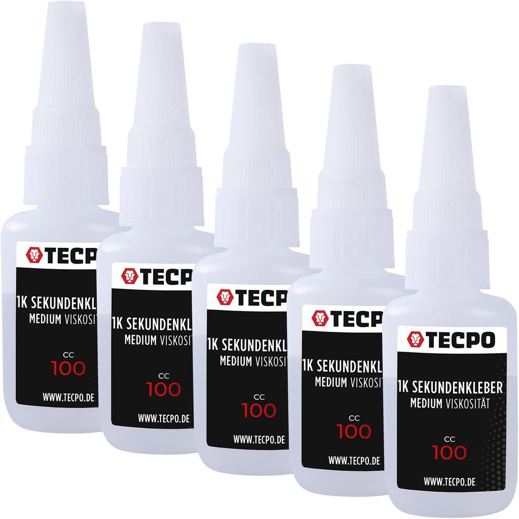 TECPO 1K Sekundenkleber mittelviskos 20g extra stark Superkleber Cyanacrylat Klebstoff für Holz, Glas, Metall, Kunststoff enge Spalten, schnelle F...
