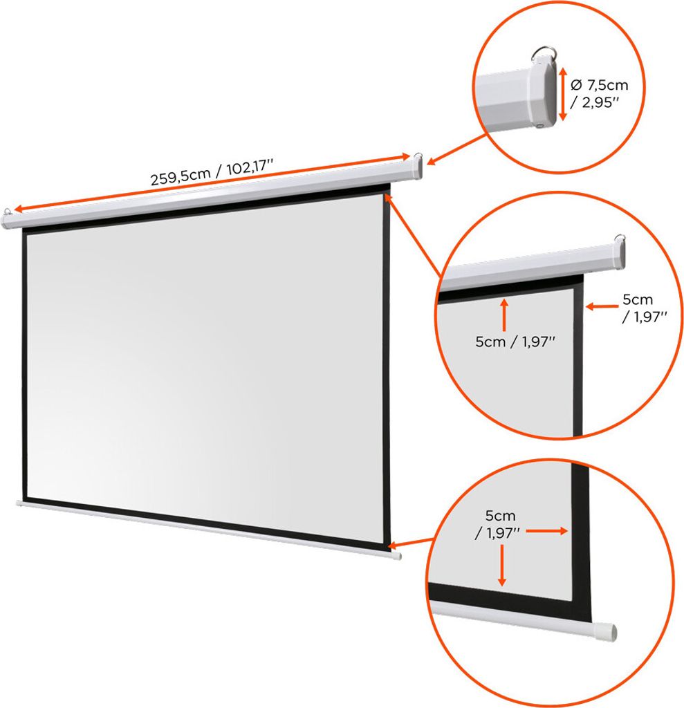 celexon basic Motor-Leinwand 135" | 240x240 cm 1:1 | elektrische Full-HD 4K Beamer-Leinwand für Heimkino oder Büro-Präsentationen | geeigent zur...