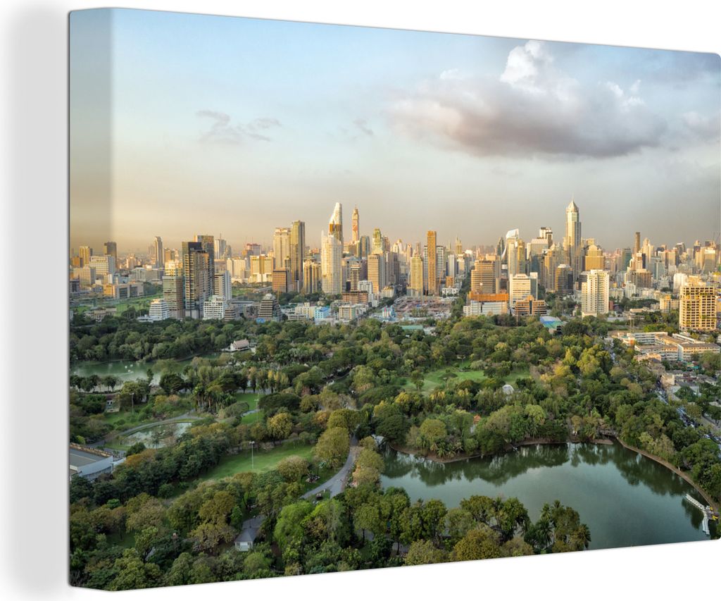 OneMillionCanvasses - Leinwandbilder - 140x90 cm, Skyline von Thailand bei Tag, Wandbilder Kunstdruck Wanddekoration