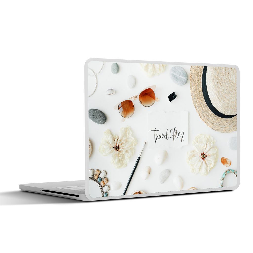 MuchoWow Laptop Aufkleber Sticker Cover Tropical - Hut - Kollektion 32.5x23.5 cm - Sticker für Laptop - Selbstklebend