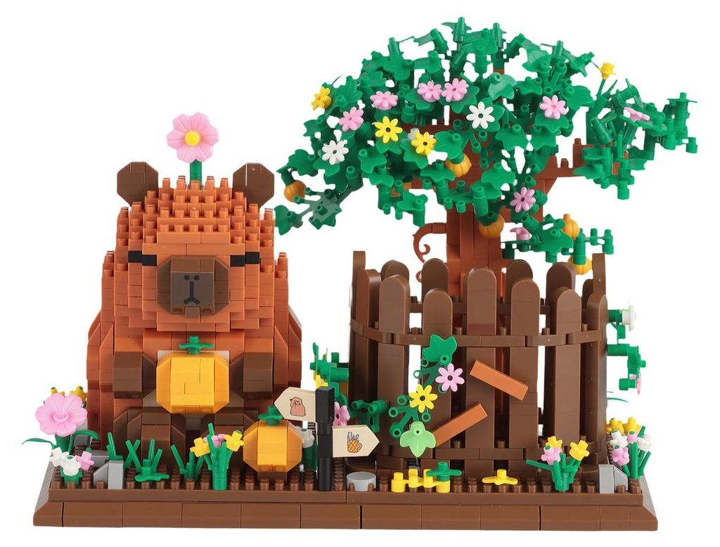 Capybara Gartenbausteine Stifthalter – 1800 Mini-Bausteine mit Cartoon-Motiv, Anleitung, Werkzeug und 3D-Modell eines Capybara-Mikrobausteins fü...