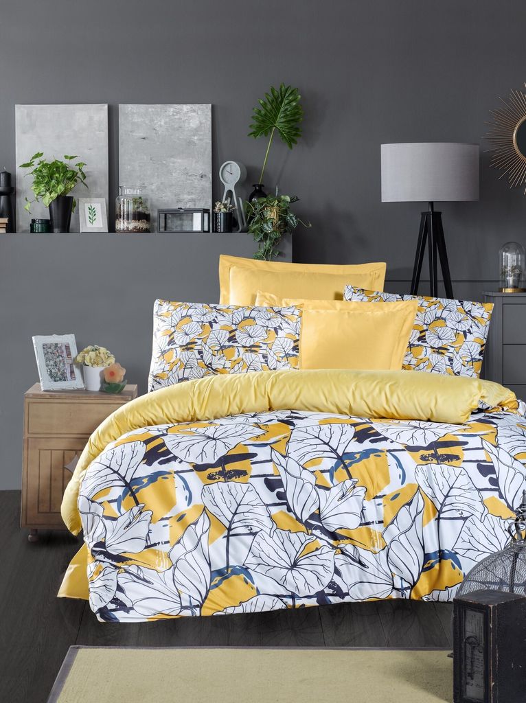 L'Essentiel Linge de Maison, Cassie, King-Size-Bettbezug-Set (FR), Gelb, 100 % POLYESTER-MICROSATIN, 240 x 220 cm