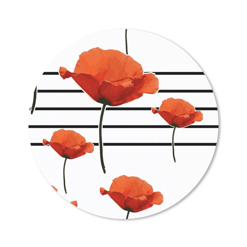 MuchoWow Mauspad Mousepad Musik - Mohn 20x20 cm - Mousepads - Maus Mat - Pad - Mausunterlage - Schreibtischmatte