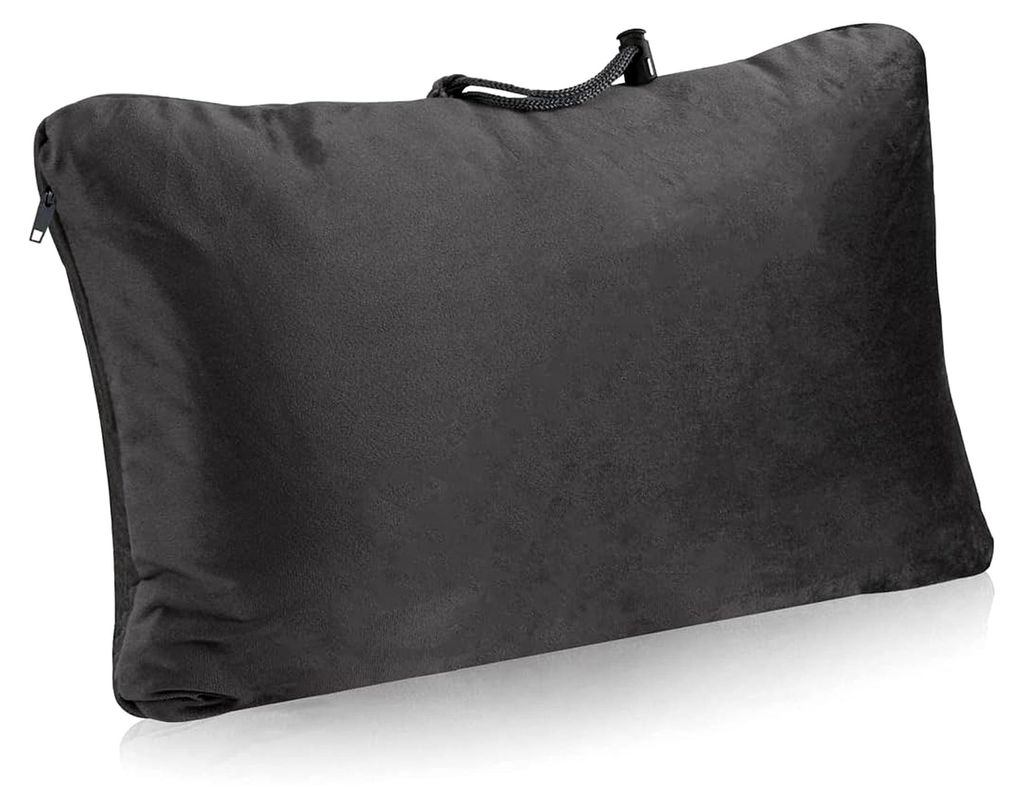 Reisekissen Memory Foam – komprimierbares Nackenkissen 40x26x15 cm mit Visco-Schaumflocken, weichem Veloursbezug, waschbar – ideal für Flugzeu...