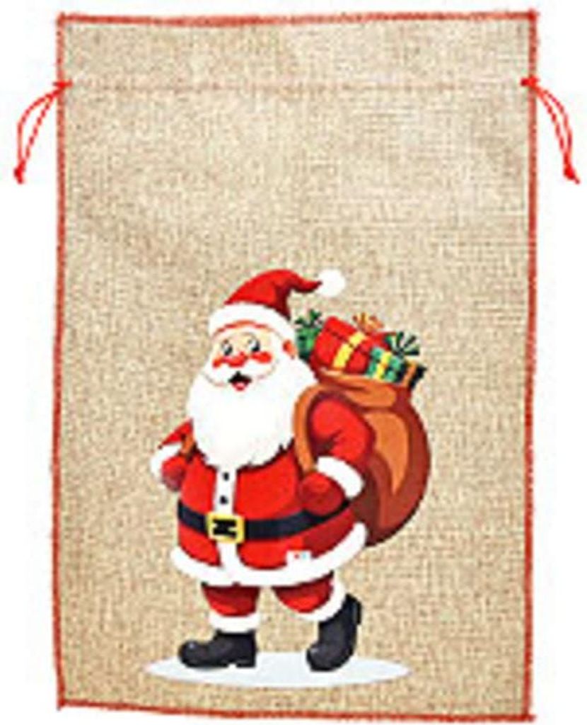 Festlicher Nikolaussack mit Weihnachtsmann Motiv 350x500mm rot - ideal für Geschenke, 1 Stück