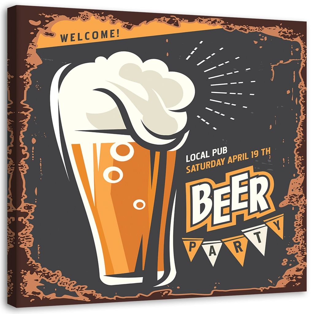 Leinwandbild bier-schild 50x50 cm Feeby braun wandbild bereit zum aufhängen