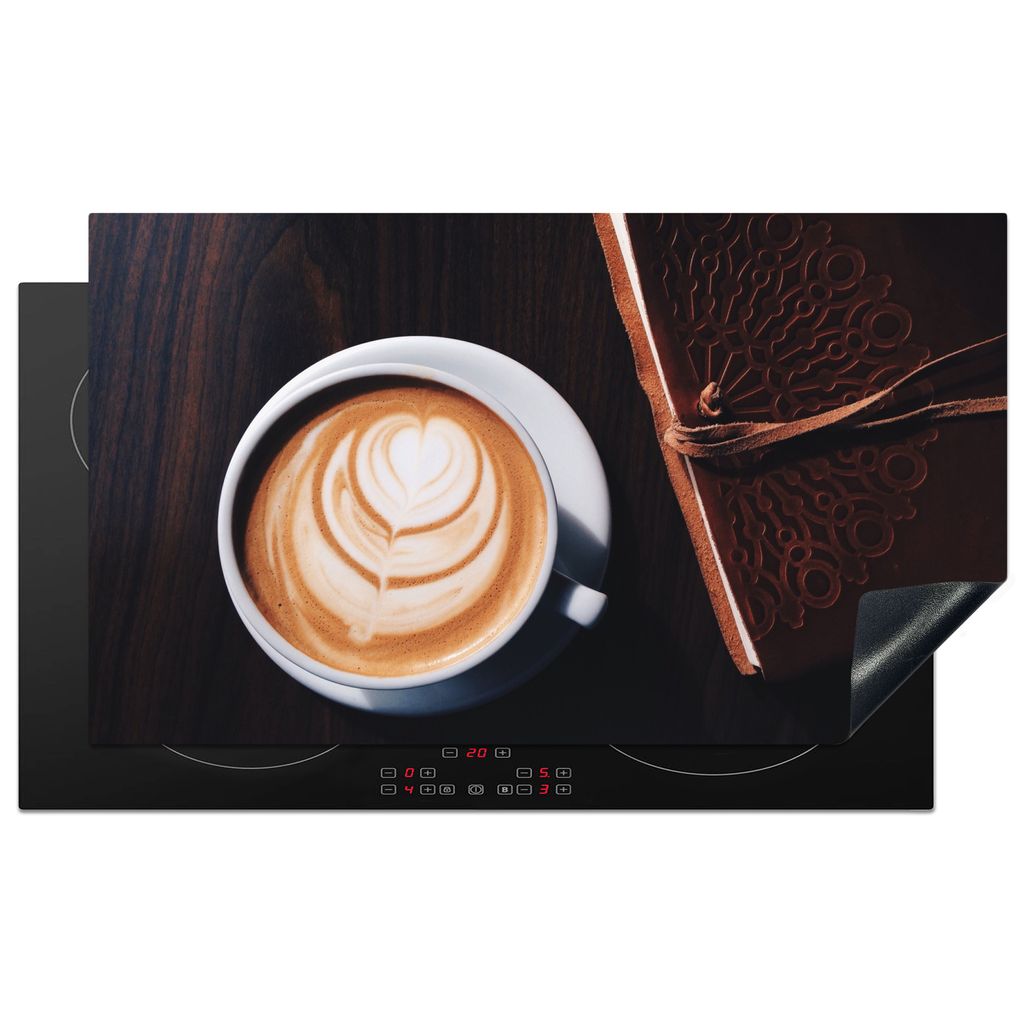 KitchenYeah Herdabdeckplatte Kaffee - Zimt - Milchkaffee , 91x52cm, Küche Deko, Glaskeramikkochfeld Herdabdeckung, Abdeckplatte fùr Kochfeld
