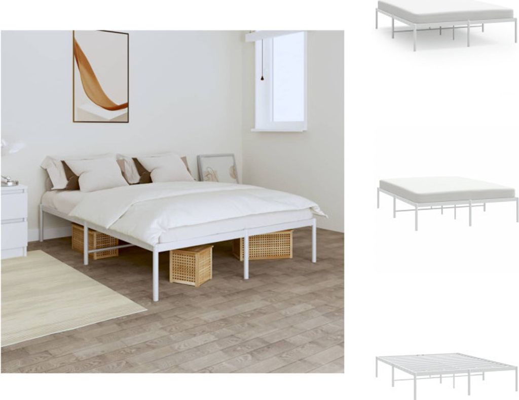 vidaXL Bettgestell Metall Weiß 140x200 cm - Betten & Bettgestelle