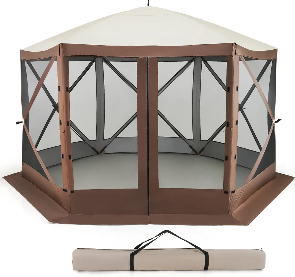 Pavillon de jardin pop-up 350 cm avec parois respirantes et montage facile