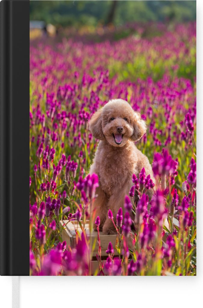 MuchoWow Notizbuch Tagebuch Haushaltsbuch Notebook A5 Hund - Blumen - Lavendel - Frühling - Notizblock - Notizheft - Notebook - Schreibblock - P...